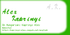 alex kaprinyi business card